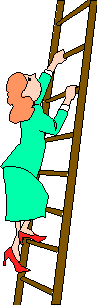 Woman climbing ladder