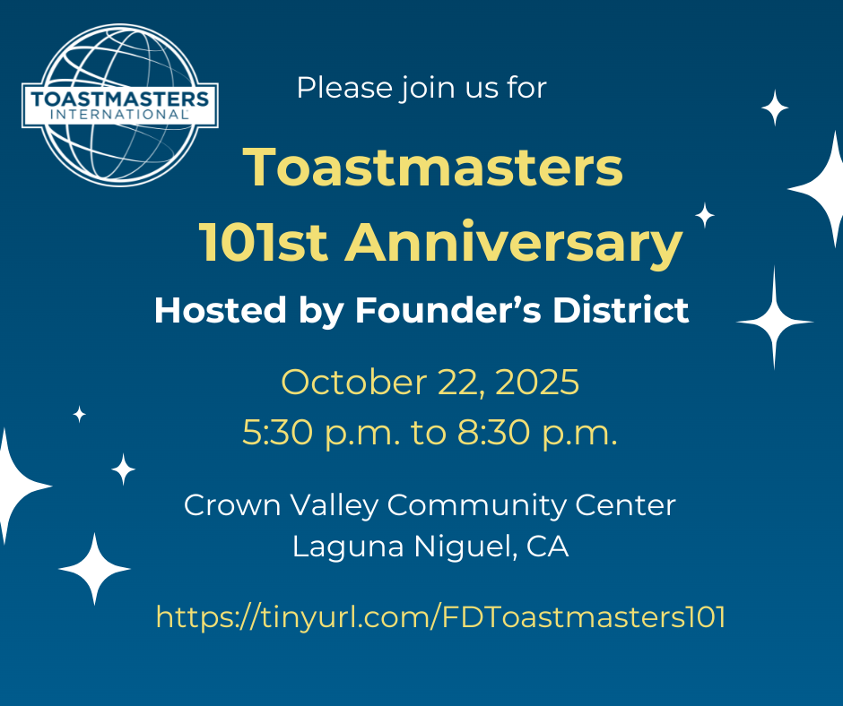 Toastmasters 101st Anniversary Celebration at Founder’s District