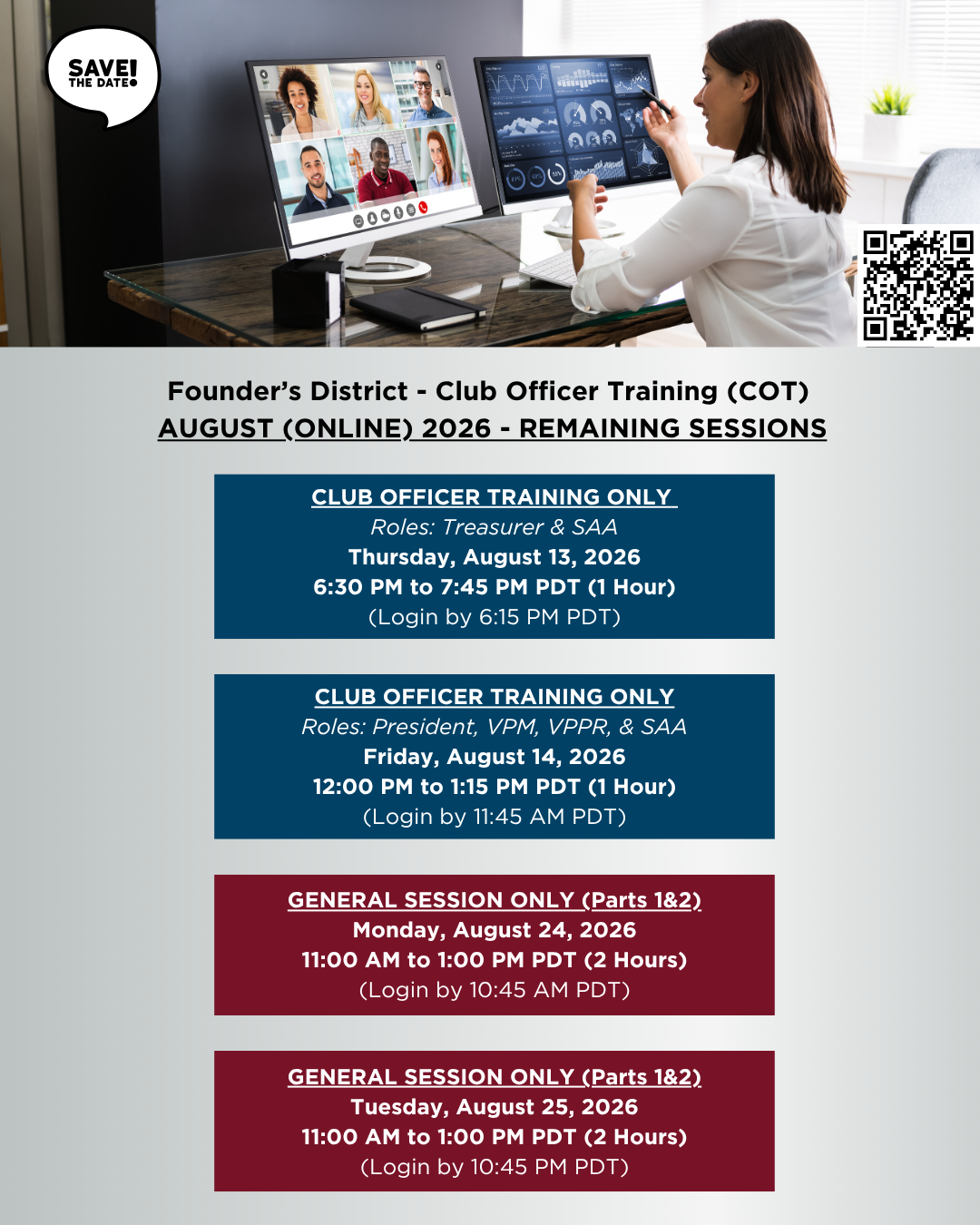 Club Officer Training Opportunities Available August 2026 – Online